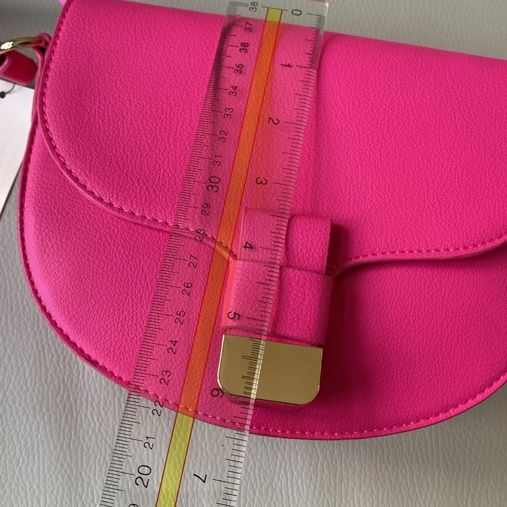 Hot Pink Crossbody Bag with Gold Hardware